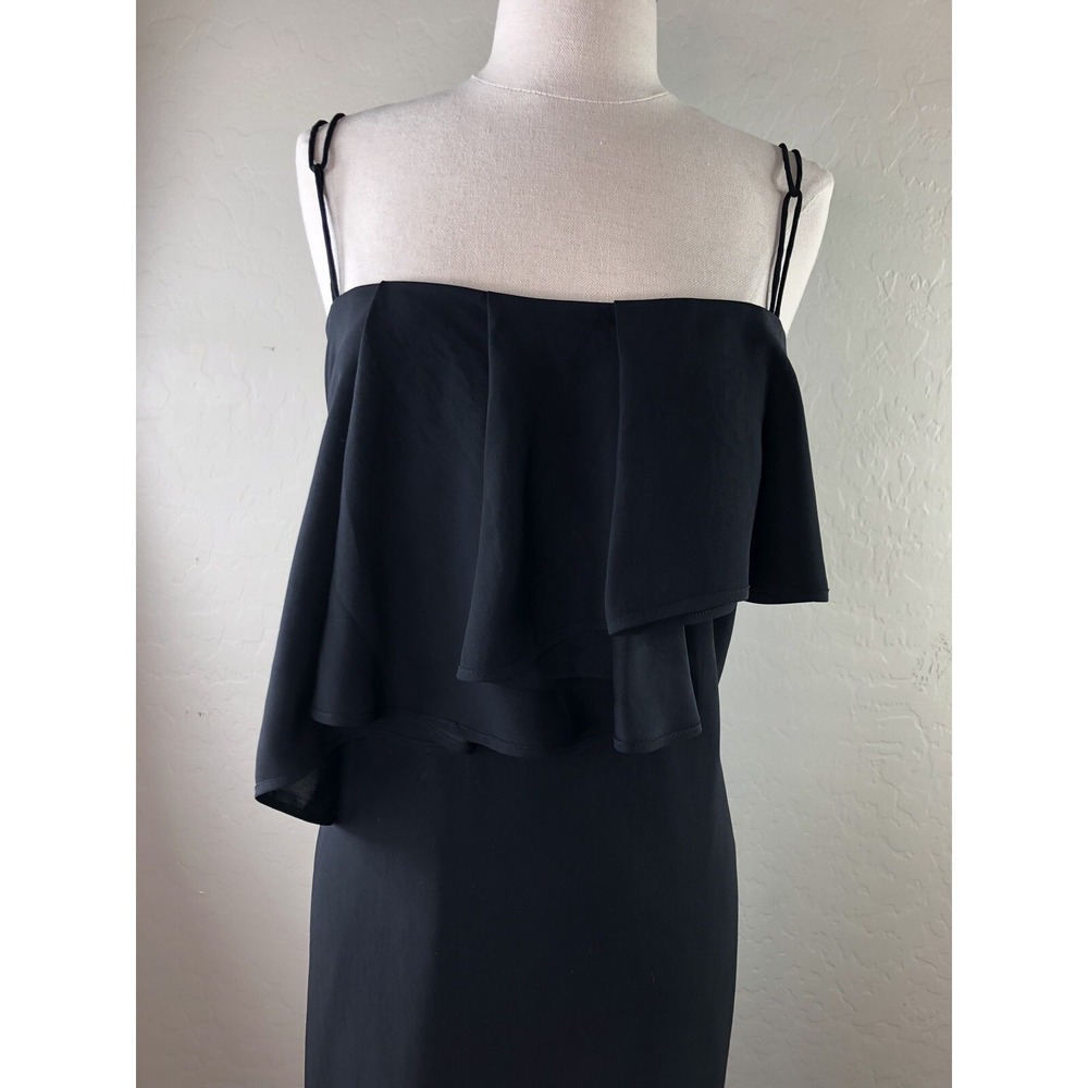 ACNE Womens 38 Flutter Spaghetti Strap Little Black Dress - Picture 2 of 9